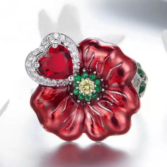 🔴 Heart Shaped rhinestone ring. - Picture 5 of 8